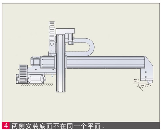 組合機(jī)械手臂兩邊安裝高度不平。